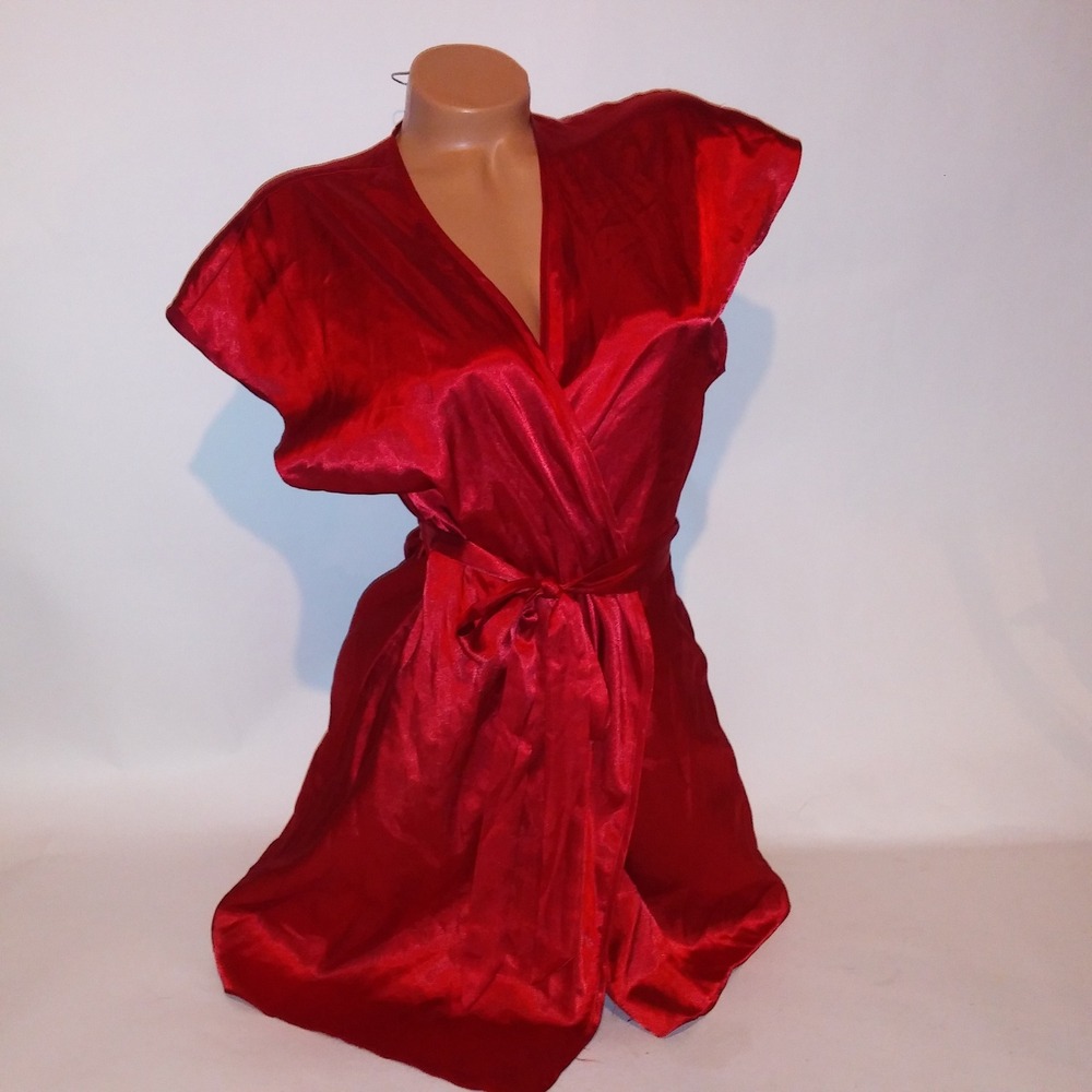 George Lingerie Robe Kimono Small 4 6 Sleepwear Red Tie Front